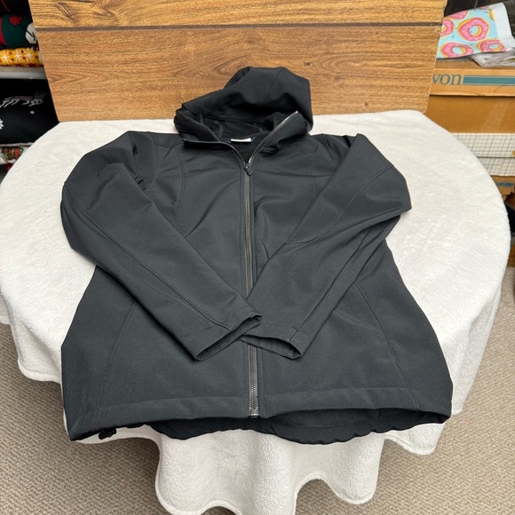 Columbia size small  Black Zip-Up jacket Hooded fleece interior zip pockets - Picture 2 of 10